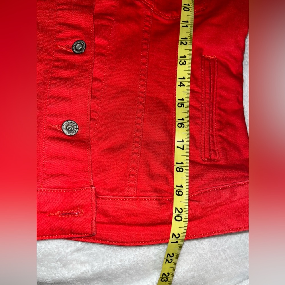 LEVIS Red Denim Jacket SZ s - Picture 9 of 10